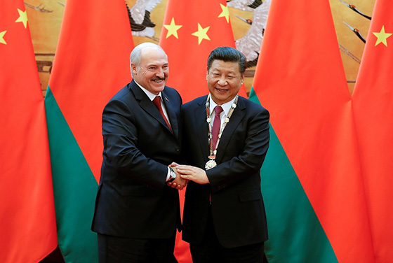 Chinese President Xi Jinping meets with Belarussian President Alexander Lukashenko (L) at Great Hall of the People, in Beijing